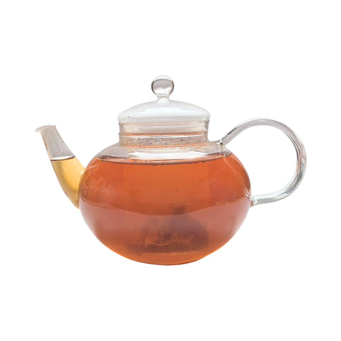 Teekanne aus Glas mit flüssigem Schoko Vanille Rooibos Tee